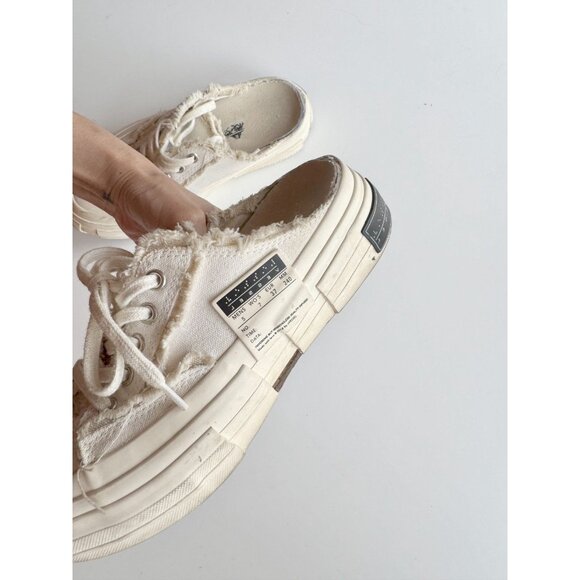 xVESSEL G.O.P. White Frayed Canvas "Peace By Piece" Slip On Sneakers, Size 37 - Picture 8 of 16
